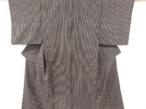 アンティーク　絣縞模様織り出し手織り紬着物